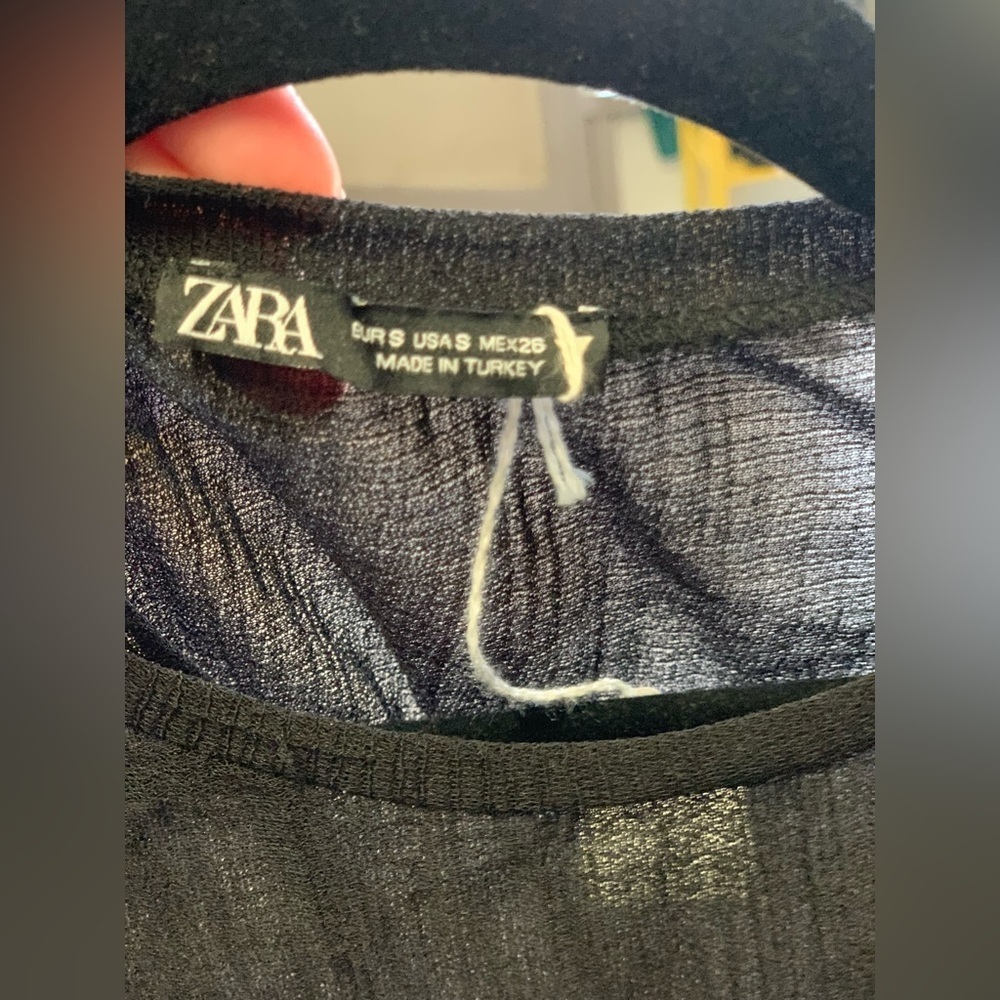 Zara Pleated Sheer Blouse.     Size-Snall - Picture 4 of 4